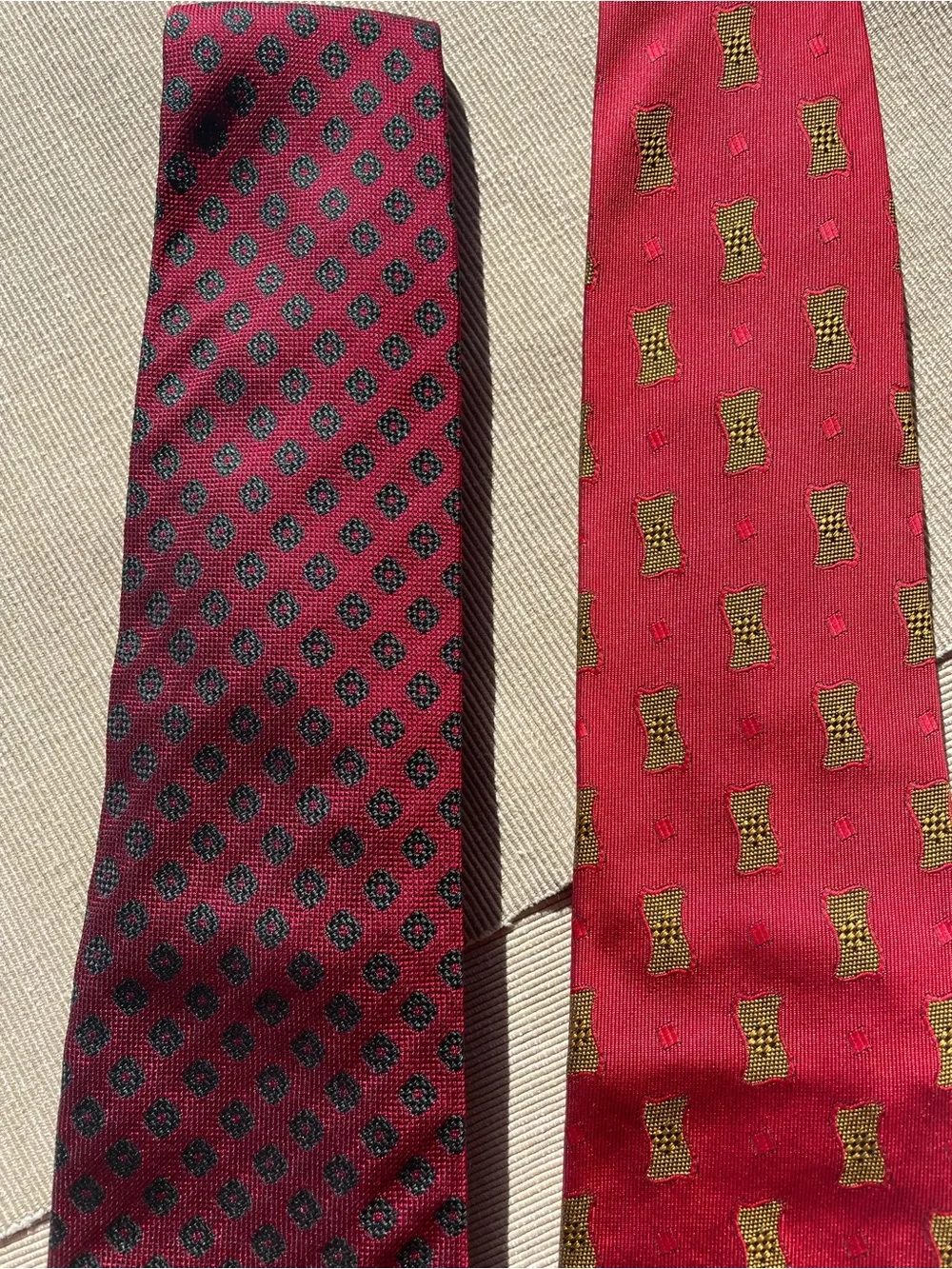 Two Coach Silk Tie Handmade Italy Red & Dark Red 4” Width